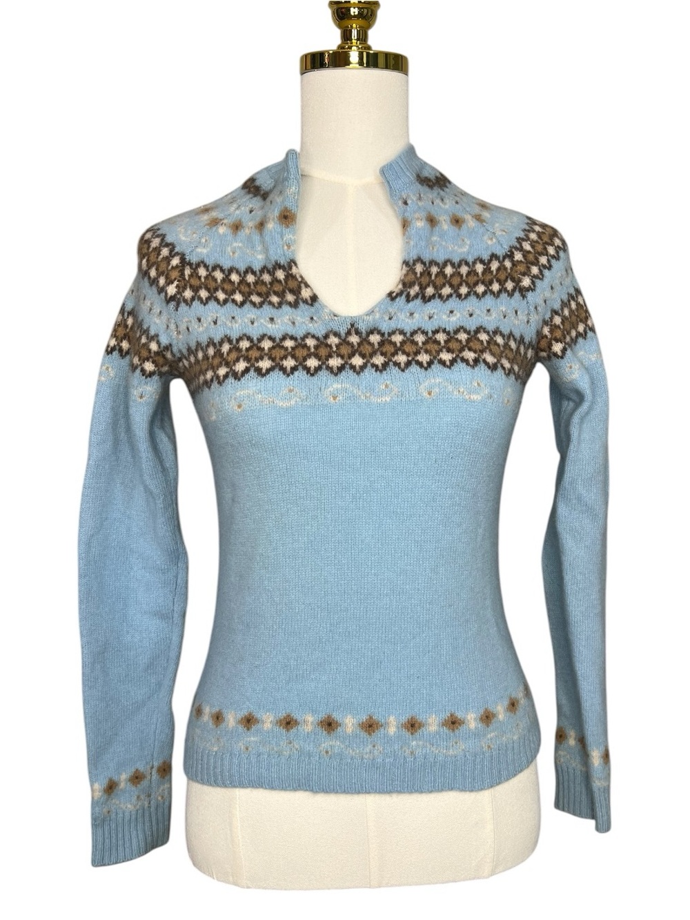 Y2K Old Navy Fair Isle 100% Lambswool V-neck sweater size medium